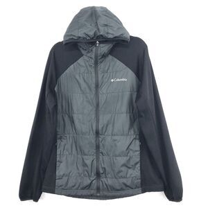 Columbia Black Quilt Scuba Jersey Lightweight Hooded Zip Up Jacket